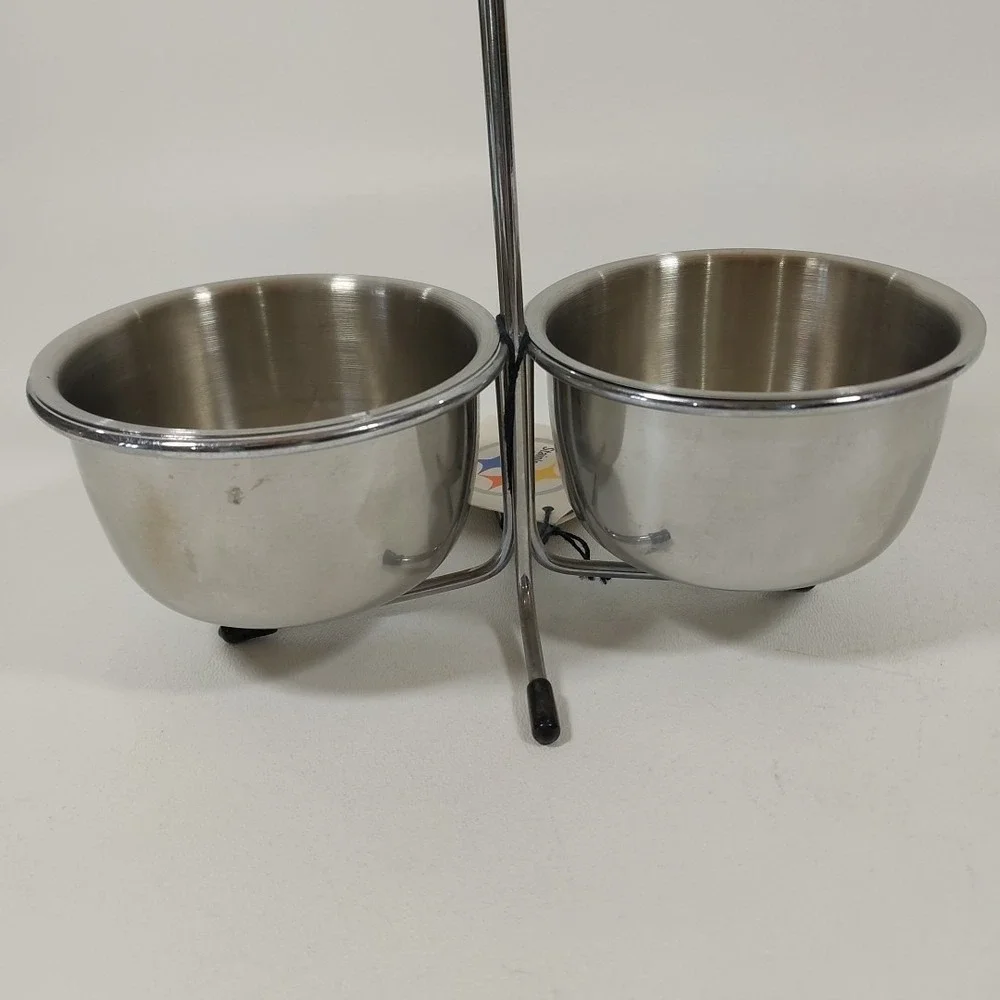 Vtg MCM 2- Condiments stainless steel caddy‎